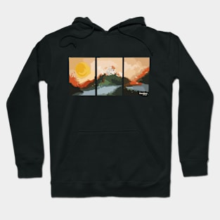Acrylic mountain by the river Hoodie